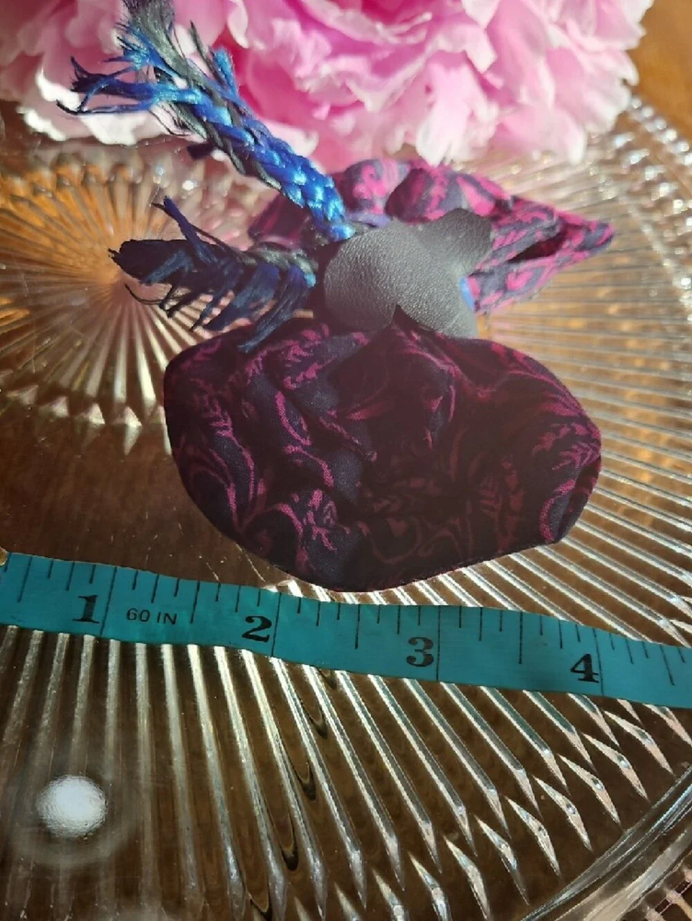 Hand Crafted Dog Collar Bow Tie Paisley Navy&Pink Black Leather Hearts NEW